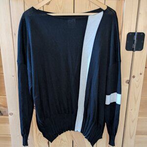 PLANET by Lauren G Black Long Sleeve Stretch Sweater Pima Cotton OS Lagenlook